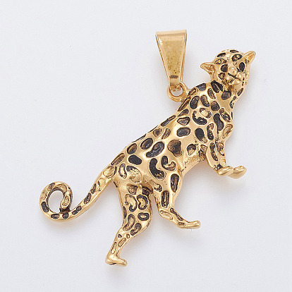 304 en acier inoxydable gros pendentifs, leopard