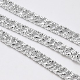 Aluminium Curb Chains, Unwelded, with Spool, Lead Free & Nickel Free, 15x10x5mm