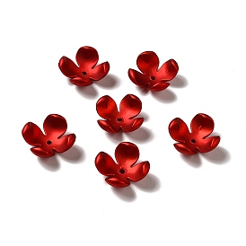 Rubberized Style Opaque Acrylic Bead Caps, Frosted, 4-Petal Flower