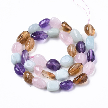 Brins de perles pierres fines naturelles , avec amazonite naturelle et quartz rose et améthyste et citrine, pierre tombée, nuggets