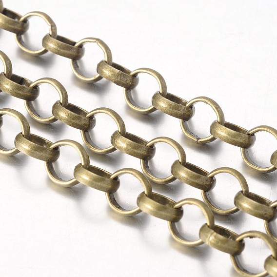 Iron Rolo Chains, Belcher Chain, Unwelded, Lead Free and Nickel Free, with Spool, Round