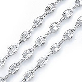 Alloy Coffee Bean Chains, with Spool, Cadmium Free & Nickel Free & Lead Free, Unwelded
