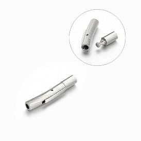 Column 304 Stainless Steel Bayonet Clasps, 26x4mm, Hole: 2mm