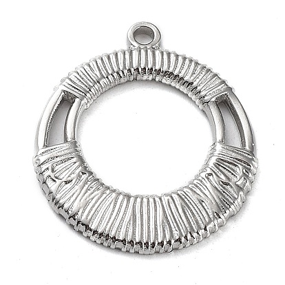 304 Stainless Steel Pendants, Round Ring Charm