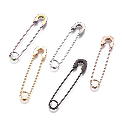 Ion Plating(IP) 304 Stainless Steel Dangle Earrings, Safety Pin Shape