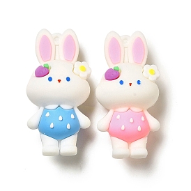 PVC Plastic Big Pendants, Rabbit with Strawberry & Flower Charm