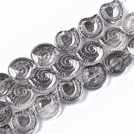 Electroplate Glass Beads Strands, Spiral Shell Shape