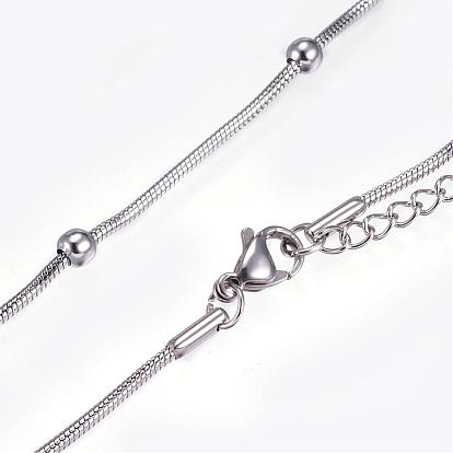 304 Stainless Steel Bracelets, with Lobster Clasps, Snake Chain Bracelets