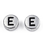 Silver Color Plated Acrylic Horizontal Hole Letter Beads, Flat Round