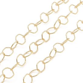 Brass Textured Hexagon Link Chains, Unwelded, with Spool