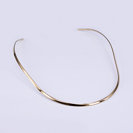 304 Stainless Steel Choker Necklaces, Rigid Necklaces, 120x6 inch (15cm)