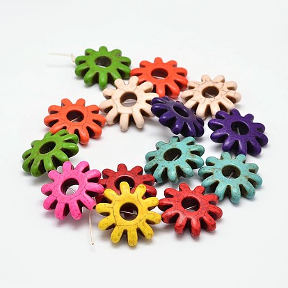 Flower Synthetic Turquoise Bead Strands, Dyed, 29x8mm, Hole: 1mm, about 157pcs/1000g