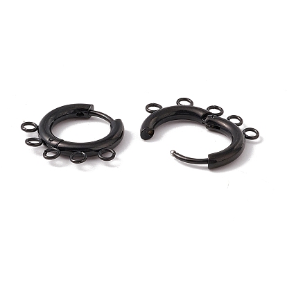 304 Stainless Steel Hoop Earring Findings, with Horizontal Loops, Ring