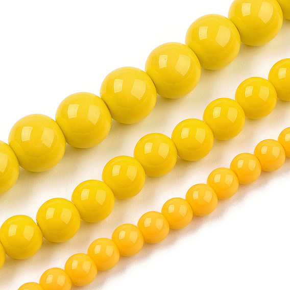 Perles de verre opaques de couleur unie, ronde