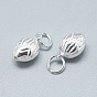 925 Sterling Silver Charms, with Jump Ring, Oval/Bud