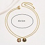 Stainless Steel Cable Chain Necklaces, Bohemian Style Enamel Flower Pendant Necklace for Women, Real 18K Gold Plated