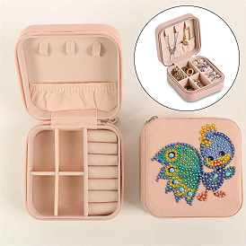 Kits de boîte de rangement à motif d'oiseau pour peinture diamant à faire soi-même, y compris les strass en résine, stylo collant diamant, plaque de plateau et pâte à modeler