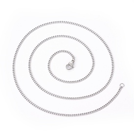 304 Stainless Steel Curb Chain Necklaces, with Lobster Clasps