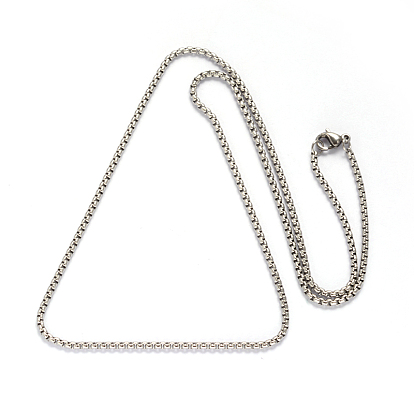 201 Stainless Steel Box Chains Necklaces, with Lobster Claw Clasps
