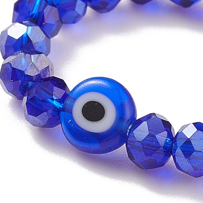 Lampwork Evil Eye & Bague extensible en perles de verre pour femme