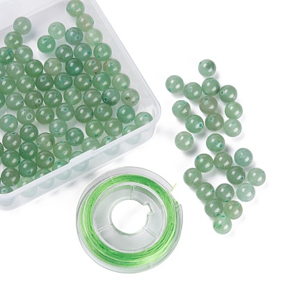 100 шт 8 круглые бусины из натурального зеленого авантюрина мм, с 10 эластичной кристаллической нитью m, для изготовления наборов эластичных браслетов своими руками