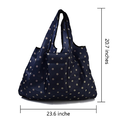 Foldable Eco-Friendly Nylon Grocery Bags, Reusable Waterproof Shopping Tote Bags, with Pouch and Bag Handle