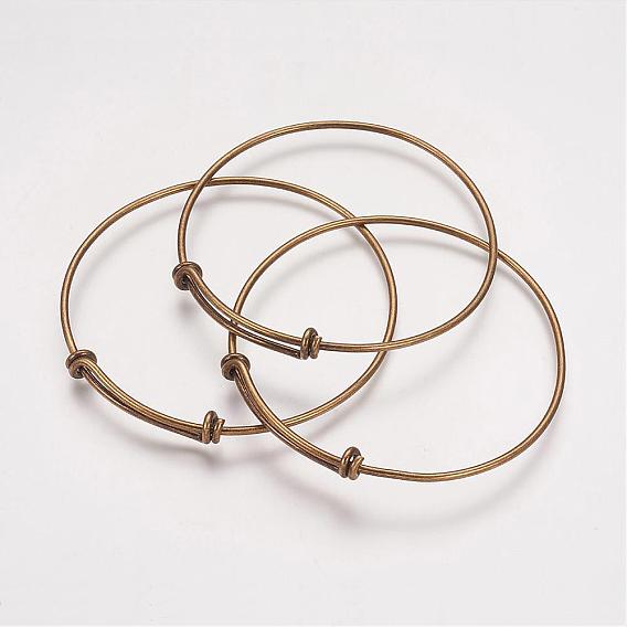Fabrication de bracelet extensible en laiton réglable, diamètre: 68~71 mm, diamètre intérieur: 64~67 mm, longueur réglable: 32~36mm