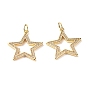 Brass Micro Pave Clear Cubic Zirconia Pendants, Cadmium Free & Lead Free, Star