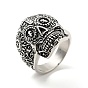 316 Stainless Steel Skull with Cross Finger Ring, Gothic Jewelry for Women, Halloween Theme