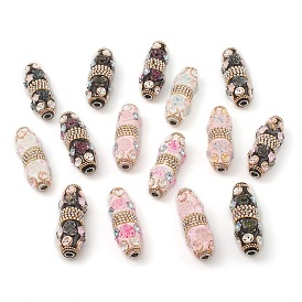 Handmade Indonesia Beads, with Resin Findings and Rhinestone, ABS Imitation Pearl, Oval