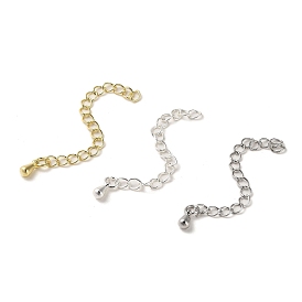 Rack Plating Brass Curb Chain Extender, End Chains with Teardrop Drop