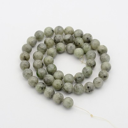 Jade chino natural de hebras de perlas redondo