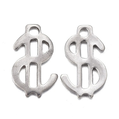 201 Stainless Steel Charms, Laser Cut, Dollar Sign