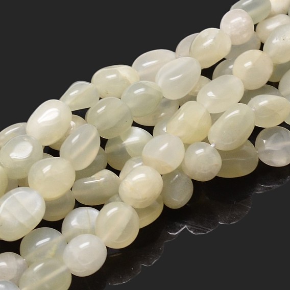 Pépites brins de perles de pierre de lune blanche naturelle, pierre tombée, 9~12x8~13x5~7mm, Trou: 1mm, environ 15.3 pouces ~15.7 pouces