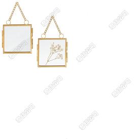6Pcs Wall Hanging Iron Double Folding Picture Frames, Glass Family Photo Frame, for Home Decoration, Square