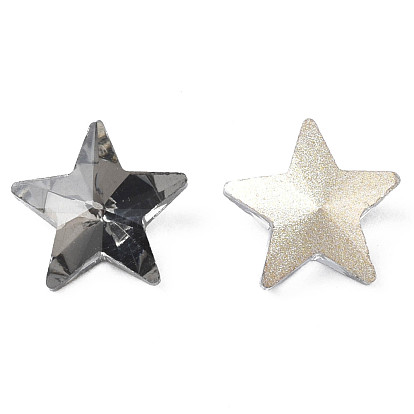 Glass Rhinestone Cabochons, Nail Art Decoration Accessories, Faceted, Star