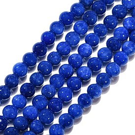 Natural Mashan Jade Round Beads Strands, Dyed & Heated, 6mm, Hole: 1mm, about 69pcs/strand, 15.7 inch