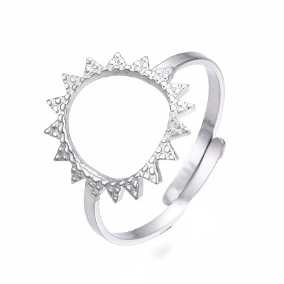 304 anillo de puño de acero inoxidable abierto al sol, anillo grueso hueco para mujer