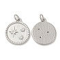 Eco-Friendly Brass Micro Pave Clear Cubic Zirconia Pendants, with Jump Ring, Lead Free & Cadmium Free, Flat Round with Star