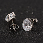 "слезинка" 304 ожерелья и серьги-гвоздики из нержавеющей стали с кубическим цирконием, 17.7 дюйм, 9x7x6 мм, контактный: 0.8 mm