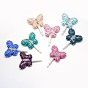 Cristal autrichien bouchons anti-poussière mobiles, avec broches en plastique et d'argile polymère, papillon, 31x13x7 mm, broches: 3 mm