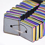 Electroplate Non-magnetic Synthetic Hematite Heishi Beads Strands, Thin Slice Flat Square Beads