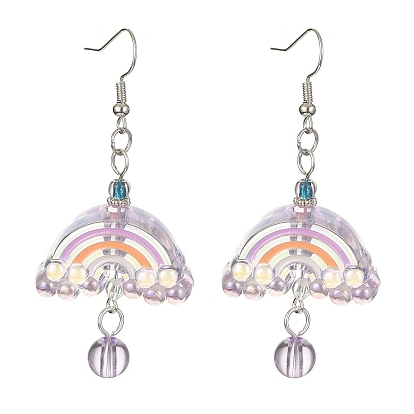 Acrylic Rainbow Dangle Earrings, Platinum Brass Jewelry