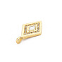 Brass Cubic Zirconia Pendants, with Natural Opal, Real 18K Gold Plated, Rhombus, Nickel Free