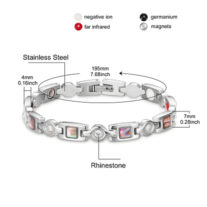 Bracelets de bande de montre de chaîne de panthère d'acier inoxydable de Shegrace, avec strass et Shell