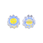 Transparent Acrylic Enamel Beads, Flower with Smiling Face