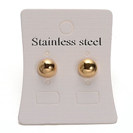 304 Stainless Steel Dangle Stud Earrings, Hypoallergenic Earrings, Half Round, 8mm, Pin: 0.6mm