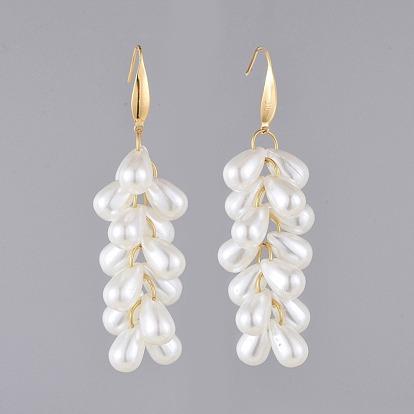 Acrylic Imitation Pearl Dangle Earrings, with 316 Surgical Stainless Steel Earring Hooks, Teardrop