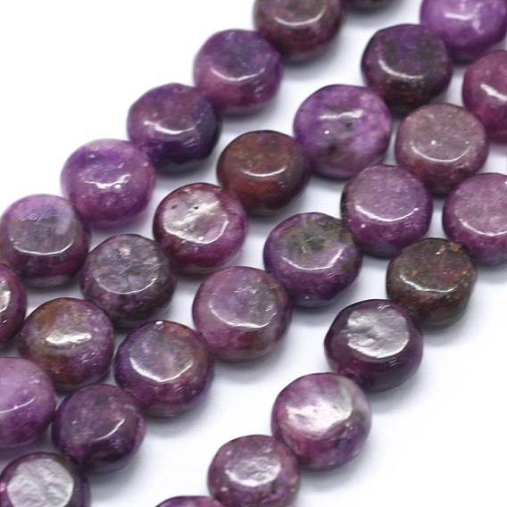 Натуральный лепидолит / пурпурный слюдяный камень бисер пряди, сподуменовые бусы, плоско-круглые