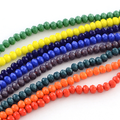 Facettes couleur unie verre rondelle perles brins